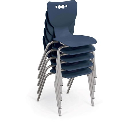 Mooreco Hierarchy School Chair, 4 Leg, 18" Chrome Frame, Navy Armless Shell, PK5 53318-5-NAVY-NA-CH